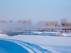 冬季新疆額爾齊斯河如仙境