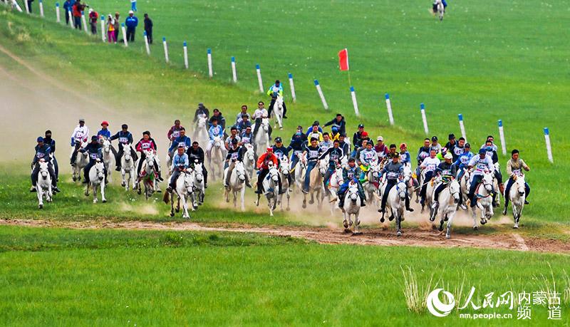 6月28日，蒙古族骑手正进行12.5公里远程赛马。